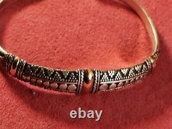 Vintage Sterling Silver Gold Inlaid Cuff Bracelet Jewellery Collectables Gift