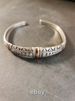 Vintage Sterling Silver Gold Inlaid Cuff Bracelet Jewellery Collectables Gift