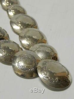 Vintage Sterling Silver Navajo Indian Pillow Bead Necklace A+stamps Great Gift