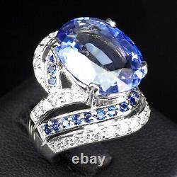 Violet Blue Tanzanite Ring Oval 16 Ct. Sapp 925 Sterling Silver Jewelry Sz 6 Gift
