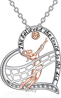 Volleyball Gifts Necklace for Players Sterling Silver Sport Inspirational Jewelr