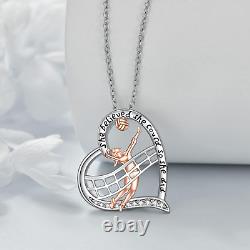 Volleyball Gifts Necklace for Players Sterling Silver Sport Inspirational Jewelr