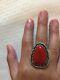 Vtg Old Dead Pawn GiftNavajo N. A. Sterling Silver Red Coral RingSz8Free Ship