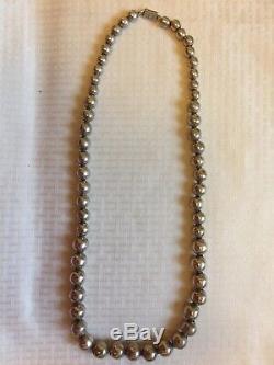 Vtg Old Pawn Unisex Taxco Mexican GiftSterling Silver Bead 22 NecklaceFree SH