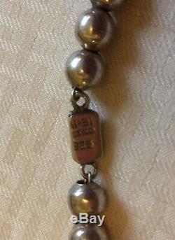 Vtg Old Pawn Unisex Taxco Mexican GiftSterling Silver Bead 22 NecklaceFree SH