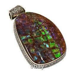 Wedding Gift For Her 925 Sterling Silver Natural Ammolite Jewelry Multy Pendant