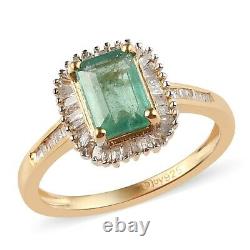 White Diamond Halo Ring 925 Sterling Silver Emerald Gift Jewelry Size 7 Ct 1.2