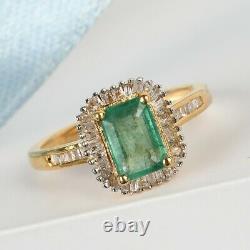 White Diamond Halo Ring 925 Sterling Silver Emerald Gift Jewelry Size 7 Ct 1.2