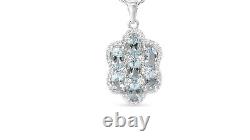 Woman 925 Sterling Silver Natural Aquamarine Pendant Fine Jewelry Gift For Her