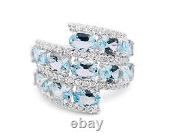 Woman 925 Sterling Silver Natural Aquamarine Ring Fine Jewelry Gift For Wife