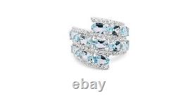 Woman 925 Sterling Silver Natural Aquamarine Ring Fine Jewelry Gift For Wife