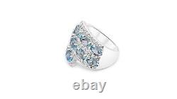 Woman 925 Sterling Silver Natural Aquamarine Ring Fine Jewelry Gift For Wife