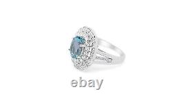 Woman 925 Sterling Silver Natural Aquamarine Ring Fine Jewelry Gift For Wife