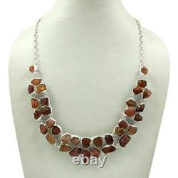 Woman Gift 925 Silver Jewelry Natural Sunstone Rough Stone Necklace L20