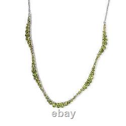 Women 925 Silver Platinum Over Peridot Tennis Necklace Gift Size 18 Ct 16.3