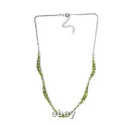 Women 925 Silver Platinum Over Peridot Tennis Necklace Gift Size 18 Ct 16.3