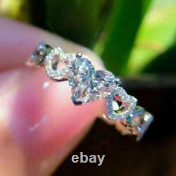 Women 925 Silver Rings Heart White Diamond Engagement Jewelry Gift Ring Sz 6-10
