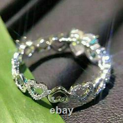 Women 925 Silver Rings Heart White Diamond Engagement Jewelry Gift Ring Sz 6-10