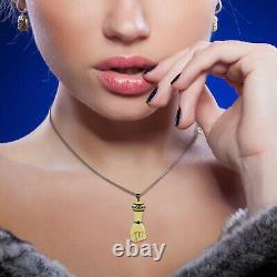 Women Gift Sapphire Figa Hand Pendant For 18K Gold 925 Silver Diamond Jewelry