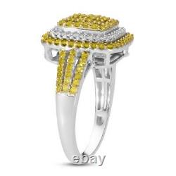 Women Jewelry Gift Cluster Ring 925 Sterling Silver Yellow Diamond Size 10 Cts 1