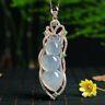 Women Jewelry Necklace Pendant Jade Pea Pod Lucky 925 silver 18K Rose Gold GIFT