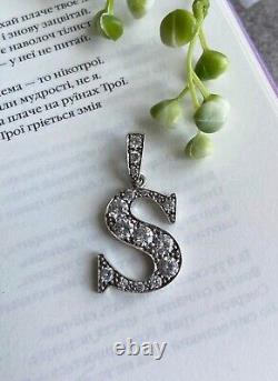 Women Sterling Silver 925 Fashion Vintage Pendant Jewelry Italy S Letter Gift