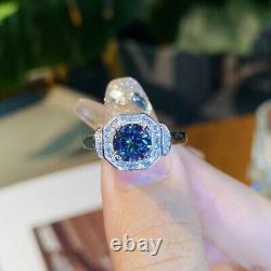 Women's 3CT Blue Diamond Lab Created Rings 925 Sterling Silver Jewelry Gift