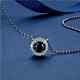 Women's Birthday Halo Necklace Gift 925 Silver Black Lab Created 1 Ct Diamond