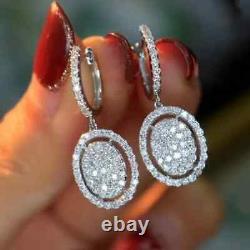 Women's Gorgeous Round Lab Created Drop Earring Wedding Jewelry Gift 925 Silver