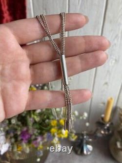 Women's Necklace Chain Vintage Italy Sterling Silver 925 Art Tassel Jewelry Gift