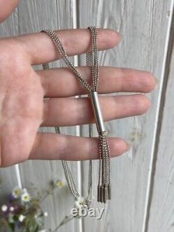 Women's Necklace Chain Vintage Italy Sterling Silver 925 Art Tassel Jewelry Gift