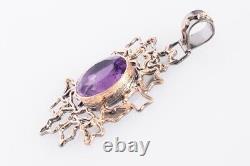 XMAS DAY GIFT Gemstone Amethyst Pendant 925 Sterling Silver Gold Plated Jewelry