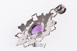 XMAS DAY GIFT Gemstone Amethyst Pendant 925 Sterling Silver Gold Plated Jewelry