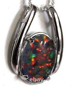 Xmas Women Jewelry Opal Necklace Gift 925Solid Sterling Silver Opal Size 14x10mm