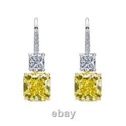 Yellow Radiant Dangle Earrings Solid 925 Sterling Silver Jewelry Women Hook Gift