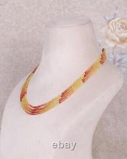 Yellow sapphires 4str precious gemstone beads necklace jewelry gift for her j66