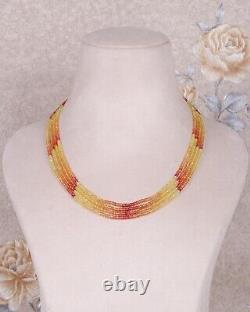 Yellow sapphires 4str precious gemstone beads necklace jewelry gift for her j66