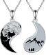Yin Yang Necklace Sterling Silver Mountain and Sea Couple Jewelry Gift for Women